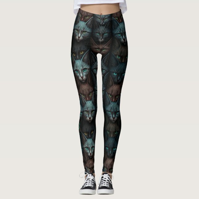 Cats Beautiful Dark Custom lovers Personalize  Leggings (Front)