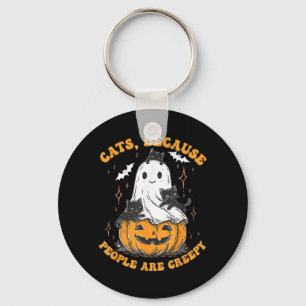 Cats Because People Are Creepy Halloween Black Cat Keychain