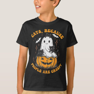 Cats Because People Are Creepy Halloween Black Cat T-Shirt