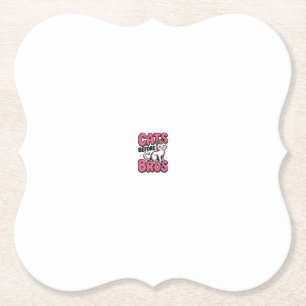 Cats Before Bros Vintage Cat Crown Shirt Design_1 Paper Coaster