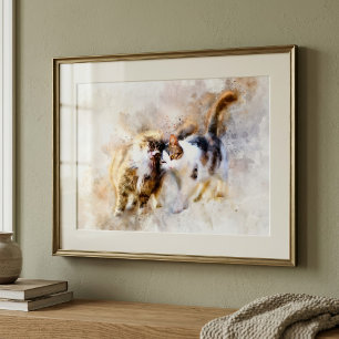 Cats Best Friends Forever watercolor Photo Print