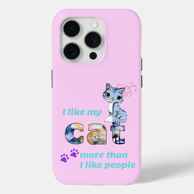 "Cats Better Company Than Men" Stylish Artwork Case-Mate iPhone Case (Back)