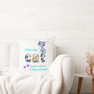"Cats Better Company Than Men" Stylish Artwork Throw Pillow