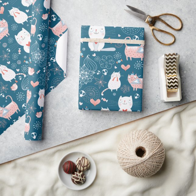 Cats, Birds & Hearts Wrapping Paper (Crafts)