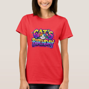 Cat's Birthday Rainbow Glitch T-Shirt