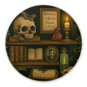 Cat's Bookcase Ceramic Knob