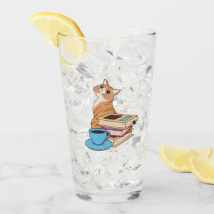 Cats, Books and Coffee Cute  Glass