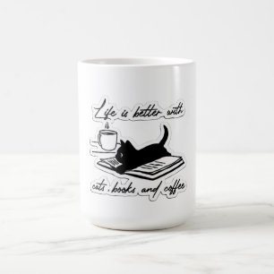 Cats, books and coffee mug