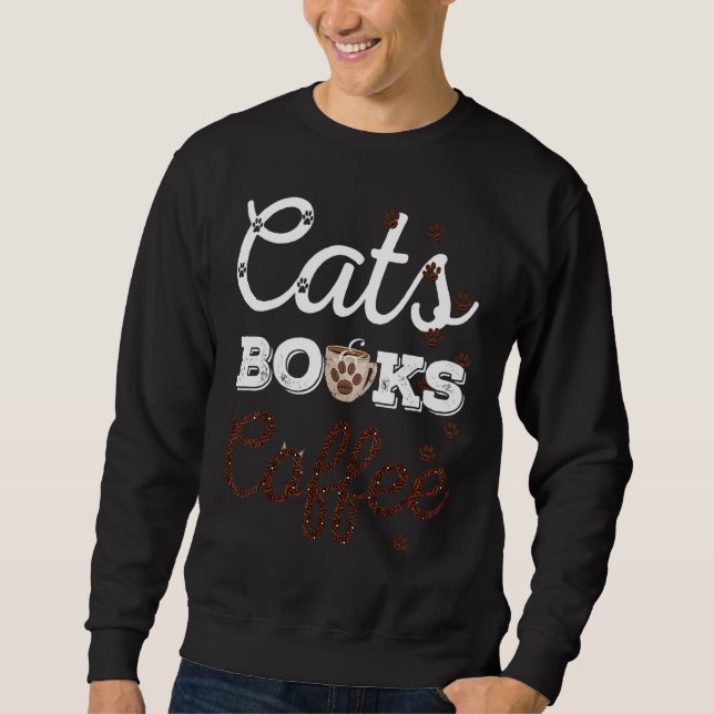 Cats Books & Coffee Tee   Cat Book & Coffee (Front)