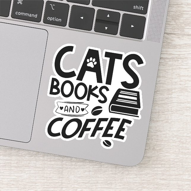 Cats Books Coffee Typography Quote Bookworm (Detail)