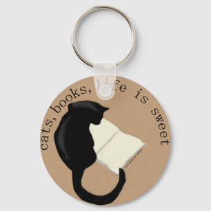 Cats, Books, Life is sweet Keychain v2