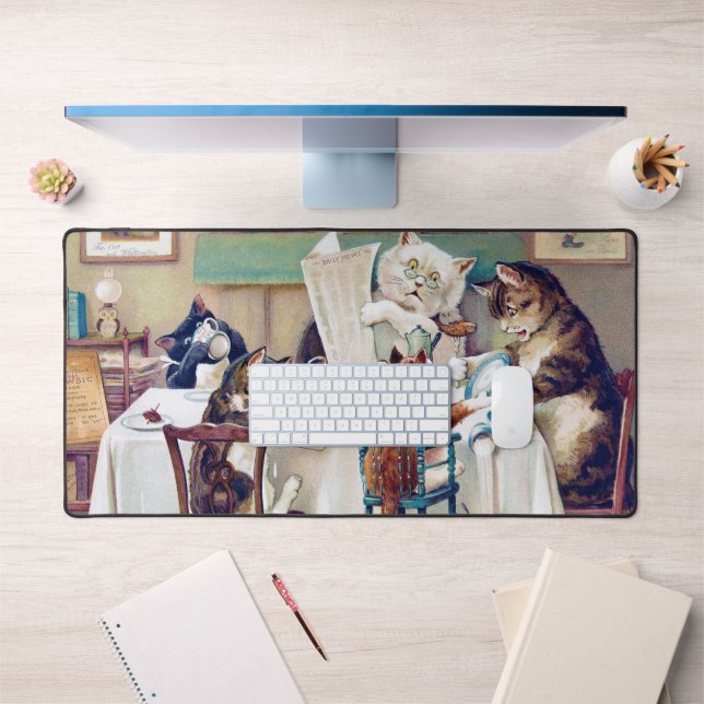 Cat's Breakfast Time, Louis Wain Desk Mat (Office 1)