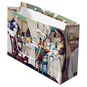 Cat's Breakfast Time, Louis Wain Large Gift Bag