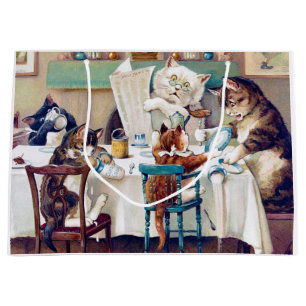 Cat's Breakfast Time, Louis Wain Large Gift Bag