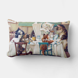 Cat's Breakfast Time, Louis Wain Lumbar Pillow