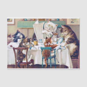Cat's Breakfast Time, Louis Wain Tissue Paper