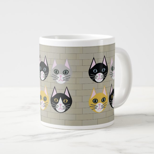 Cats brick large coffee mug (Front Right)
