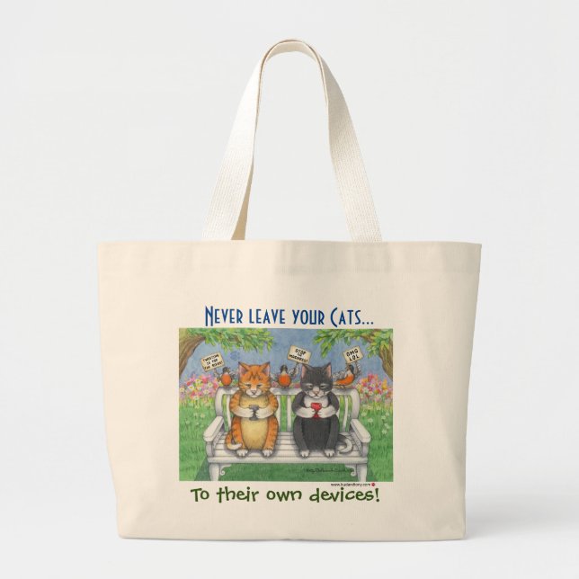 Cats (Bud & Tony) Using smart phones Tote Bag (Front)