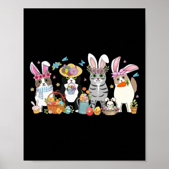 Cats Bunny Ears Easter Day  Poster (Front)