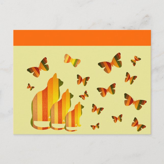 Cats & Butterflies Postcard (Front)