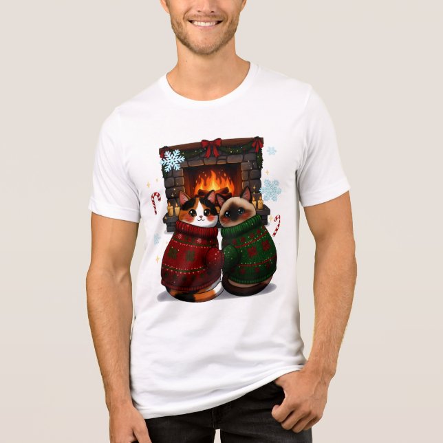 Cats by the Fireplace Tri-Blend Shirt (Front)