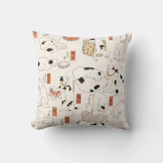 Cats by Utagawa Kuniyoshi Throw Pillow