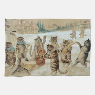 Cats Carol Singing by Louis Wain  Kitchen Towel