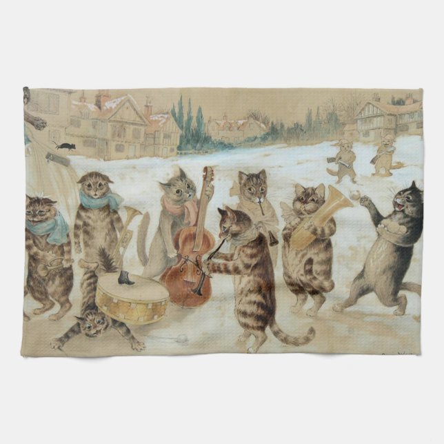Cats Carol Singing by Louis Wain  Kitchen Towel (Horizontal)