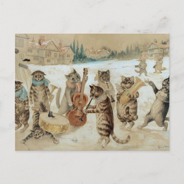 Cats Carol Singing Postcard (Front)