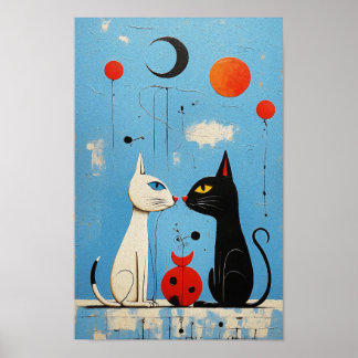 Cats - Cat- a joan Miró Inspired Graphic Poster