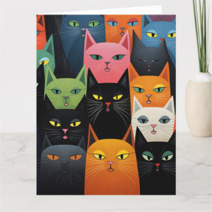 CATS CAT ART CARTE DE SALUT D'ANNIVERSAIRE