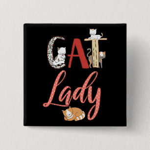 Cats - Cat Lady Cat Lover 2 Inch Square Button