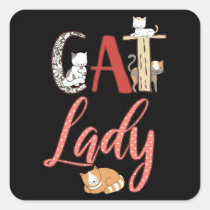 Cats - Cat Lady Cat Lover Square Sticker