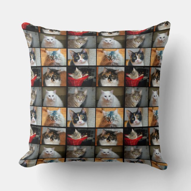 Cats Cats Cats Throw Pillow (Front)