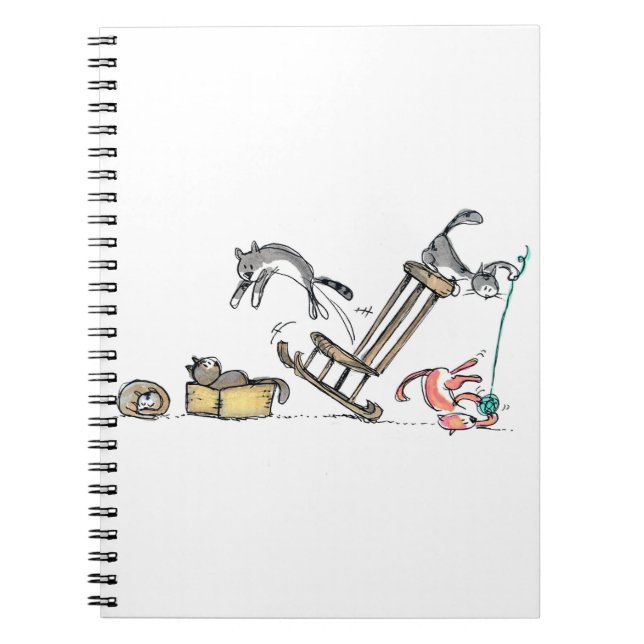 Cats Cats Playing Pets Animals Feline Drawing Notebook (Front)