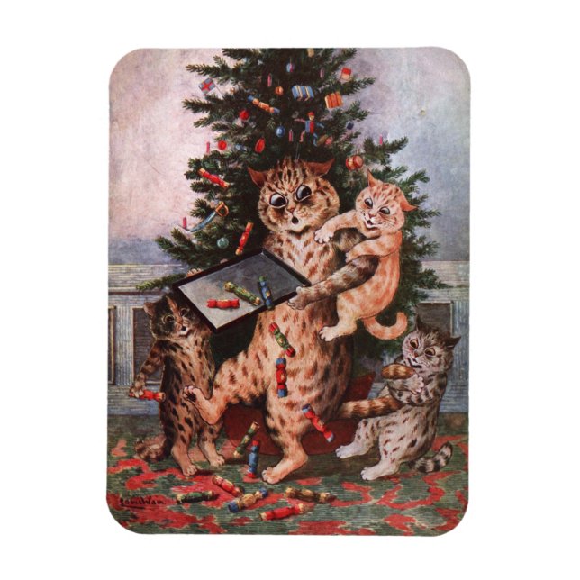Cats Christmas by Louis Wain Magnet (Vertical)
