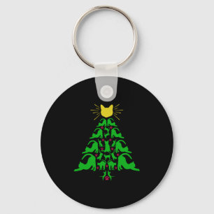Cats Christmas Funny Meowy Christmas Tree Cat Love Keychain