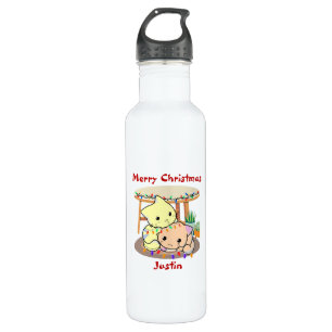 Cats christmas gift, personalized name  710 ml water bottle