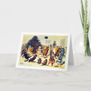 Cat's Christmas Party, Louis Wain Holiday Card