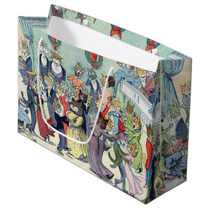Cat's Christmas Party, Louis Wain Large Gift Bag