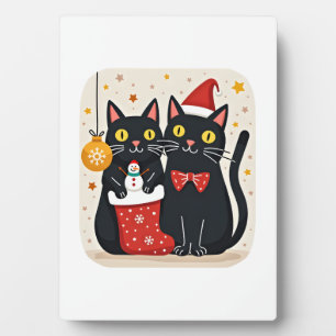 Cats Christmas Retro 50s 60s Xmas (1) Plaque
