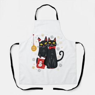 Cats Christmas Retro 50s 60s Xmas (2) Apron