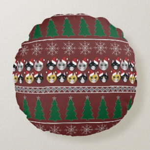 Cats Christmas  Round Pillow