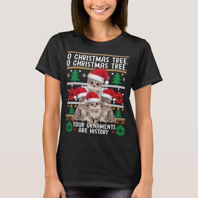 Cats Christmas Shirt Funny Ornaments Pajama Family (Front)