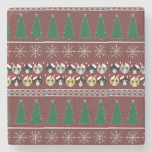 Cats Christmas  Stone Coaster