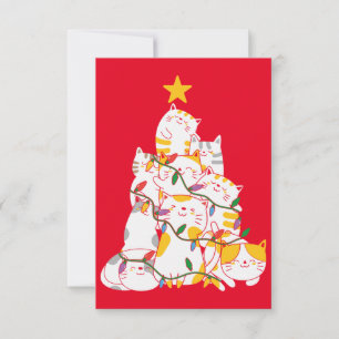 Cats Christmas Tree Funny Cats Christmas Thank You Card