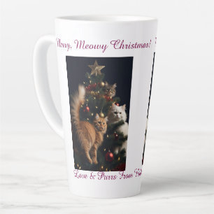 Cats Christmas Tree, Image Names Text, Customize, Latte Mug