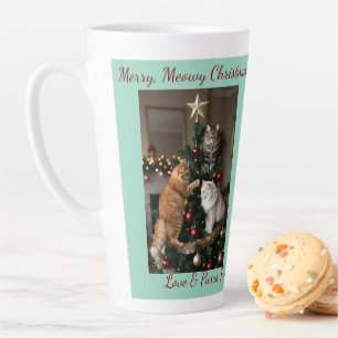 Cats Christmas Tree, Image Names Text, Customize, Latte Mug