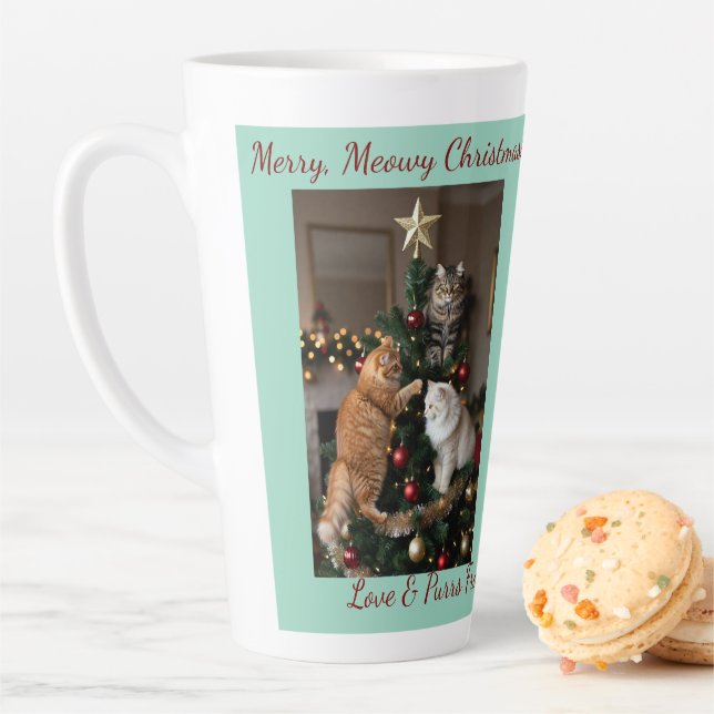 Cats Christmas Tree, Image Names Text, Customize,  Latte Mug (In Situ)