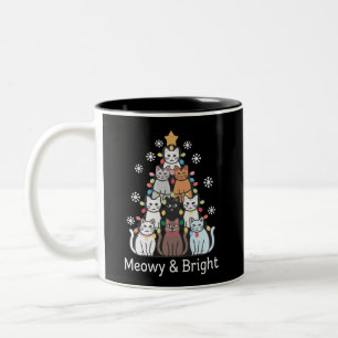 Cats Christmas Tree Meowy Bright Cute Xmas Two-Tone Coffee Mug